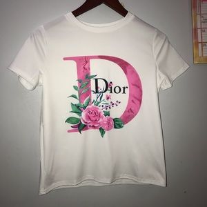 WHITE AND PINK TEE
